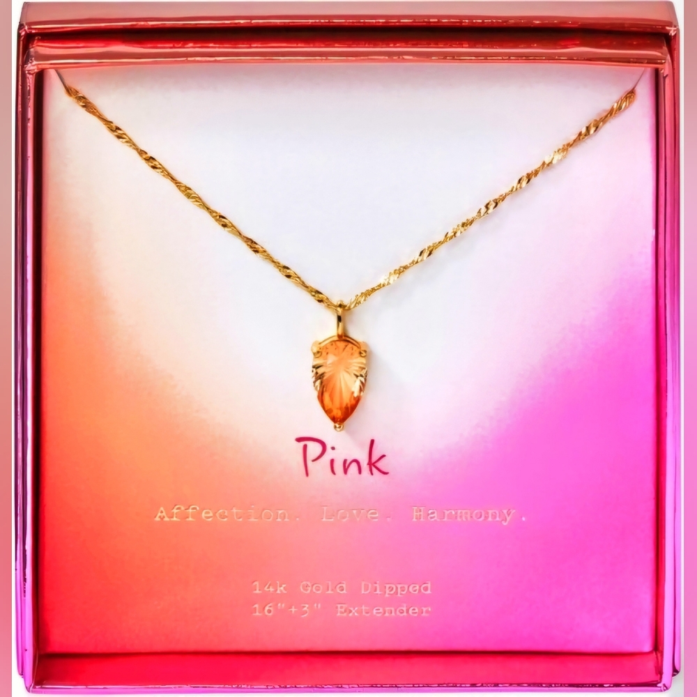 "A New Day" 14K Orange Ombre Topaz Glass Pendant Necklace